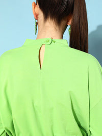 STREET 9 Women Gorgeous Lime Green Solid Sweatshirt