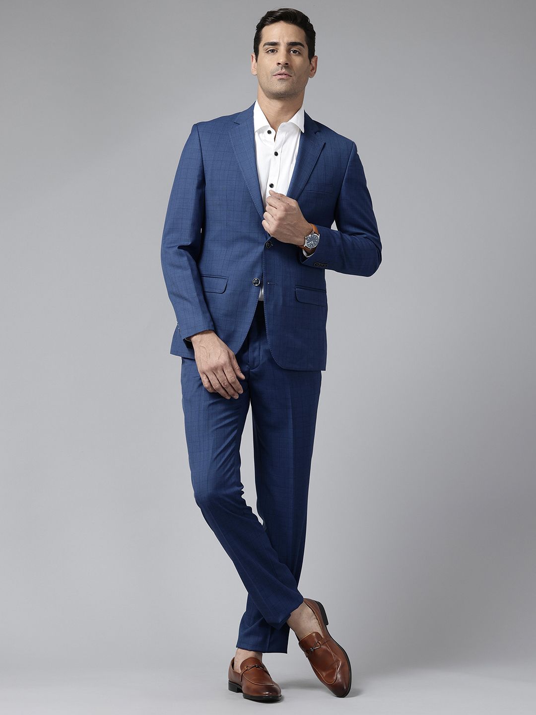 Park Avenue Checked Single-Breasted Super Slim Fit 2-Piece Formal Suit