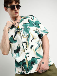 Campus Sutra Men Comfort Swirl Strokes Printed Oversized Casual Shirt