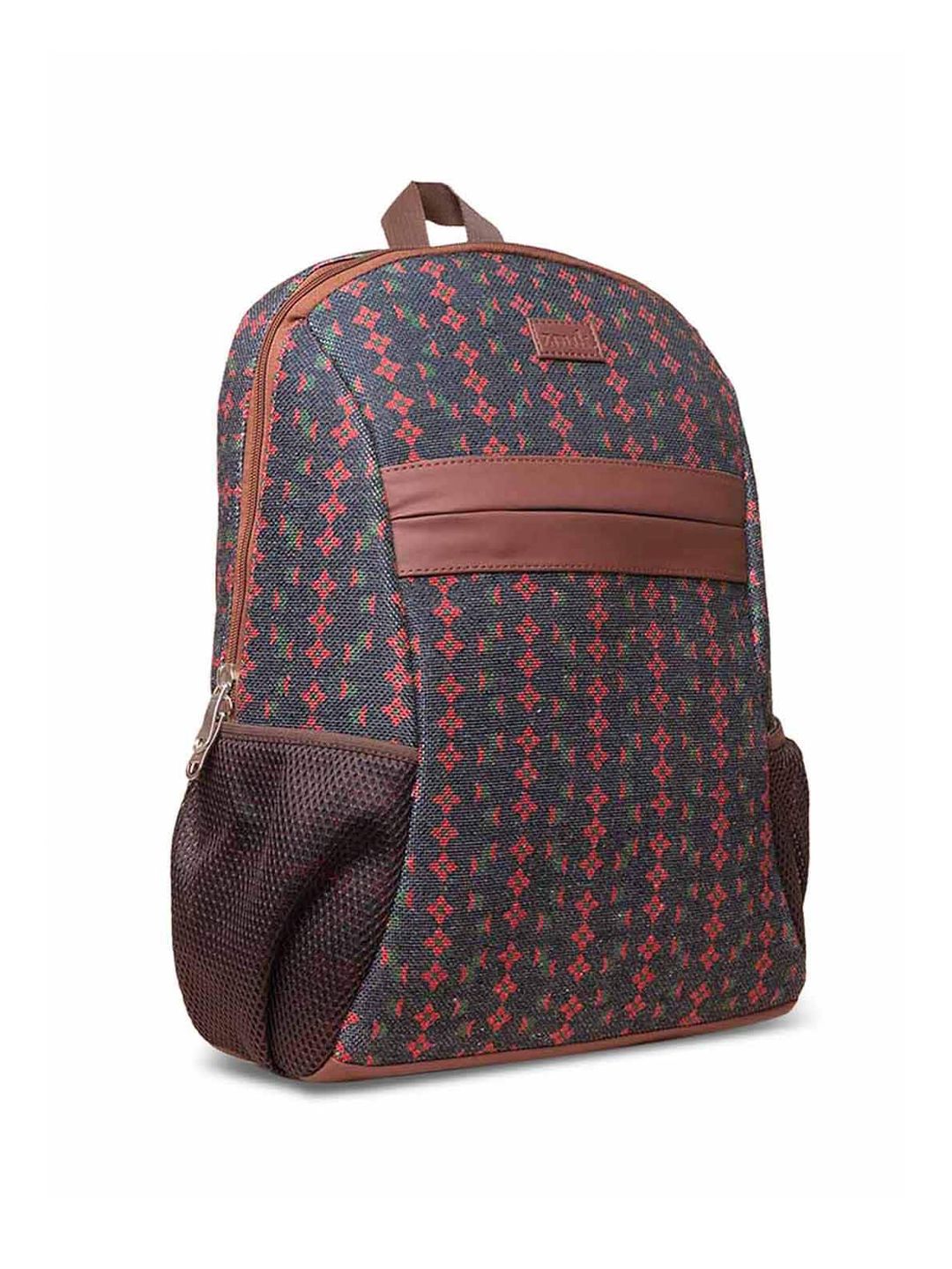 ZOUK Women Black & Red Graphic Backpack