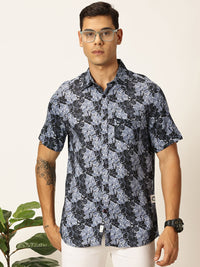 Thomas Scott Men Premium Floral Printed Cutaway Collar Casual Shirt