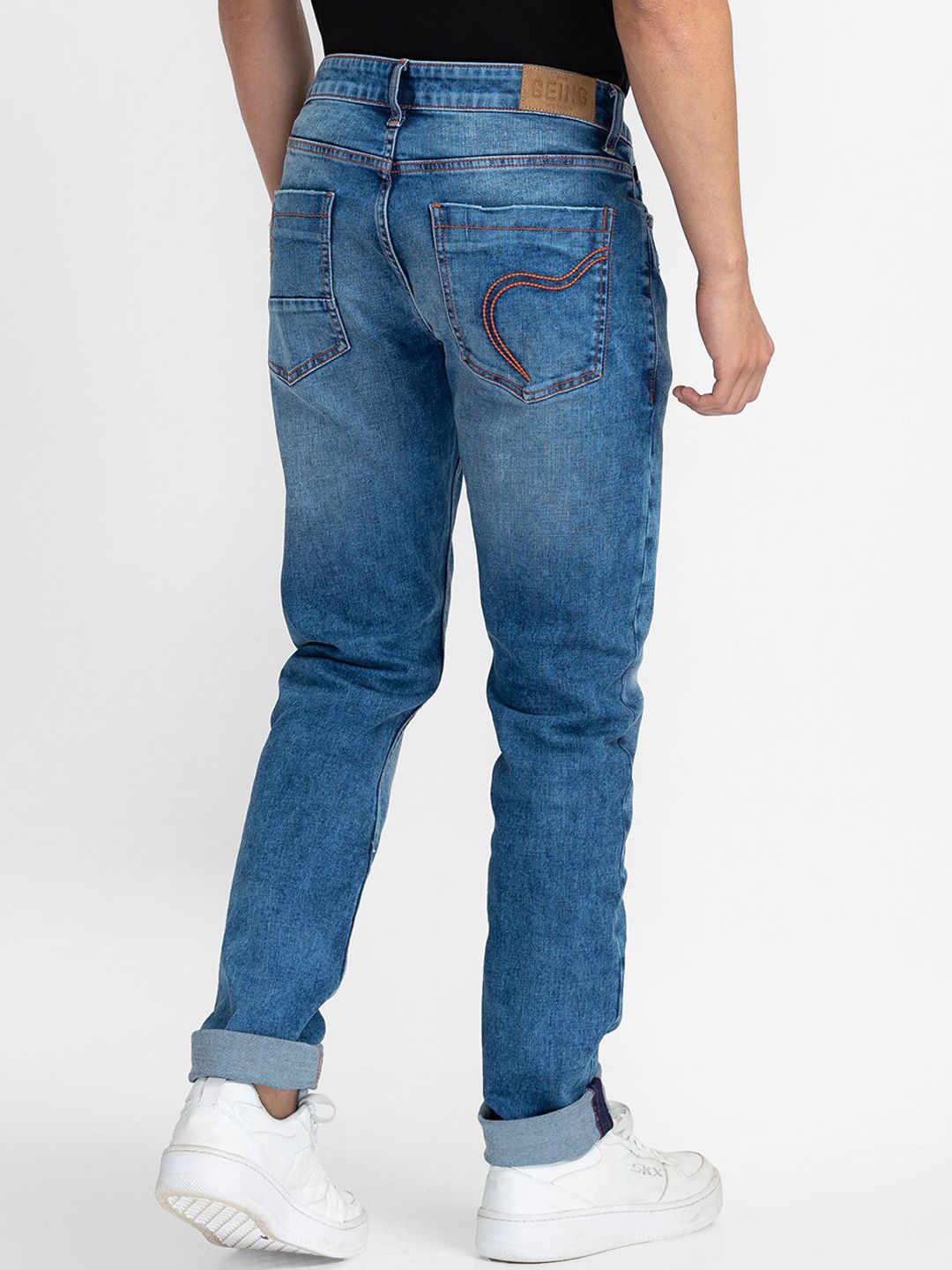 Being Human Men Slim Fit Low Distress Light Fade Jeans
