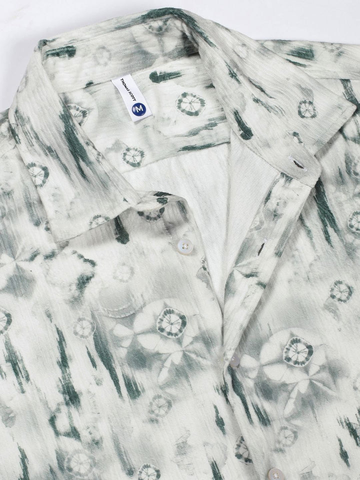 Thomas Scott Men Premium Cutaway Collar Abstract Printed Casual Shirt