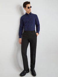 Raymond Men Blue Checked Pure Cotton Shirt