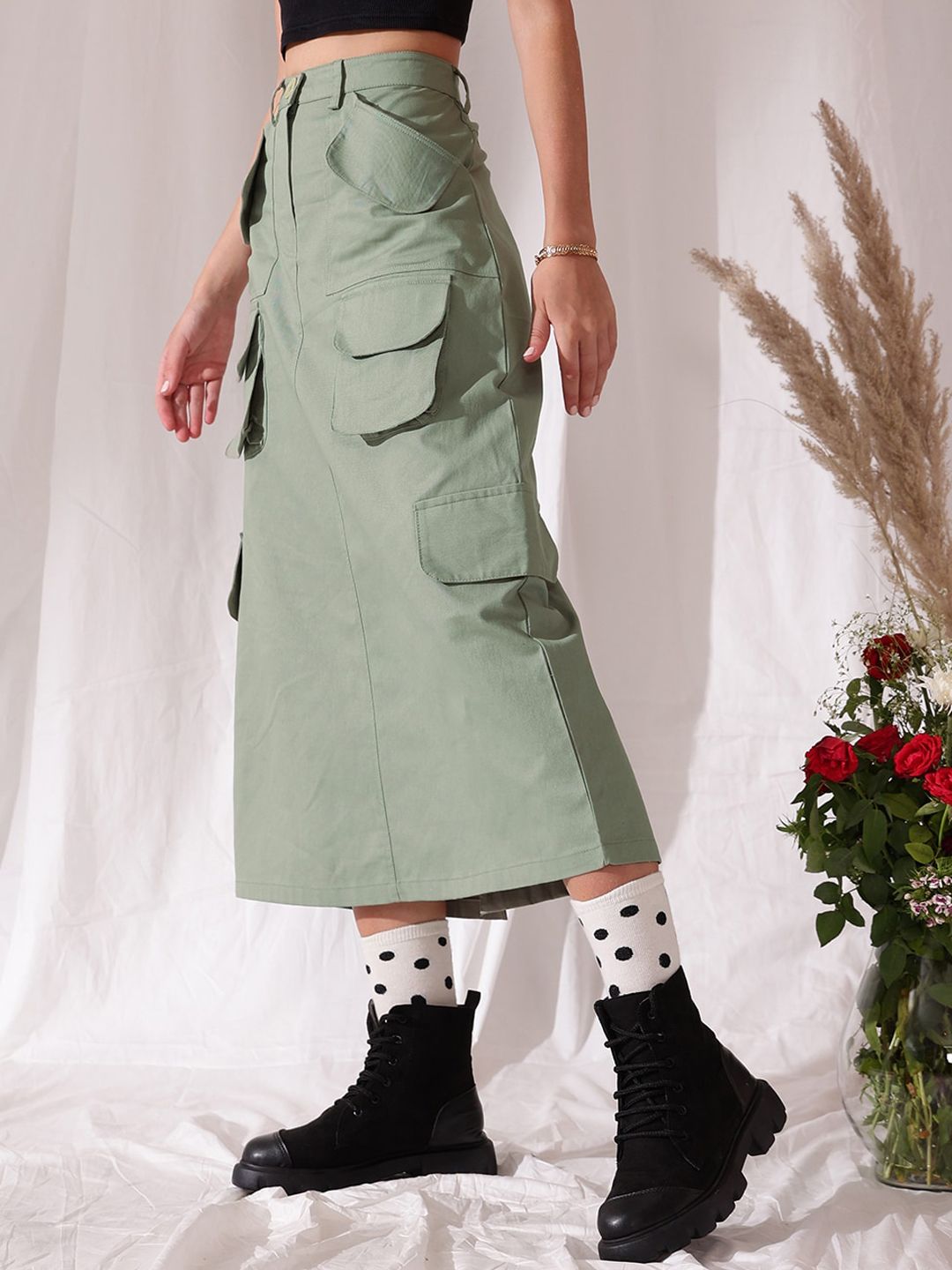 STREET 9 Pure Cotton Straight Midi Skirt