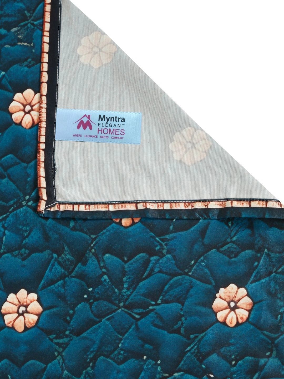 Myntra Elegant Homes Blue Floral 400 TC King Bedsheet with 2 Pillow Covers