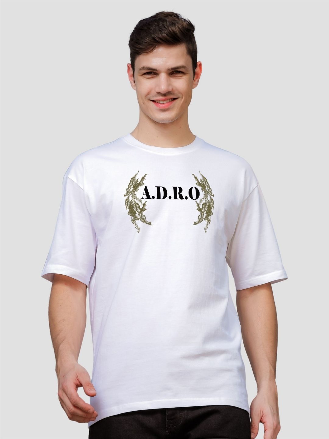 ADRO Lelaki Grafik Bercetak T-Shirt Bersaiz Besar Kapas Leher Bulat