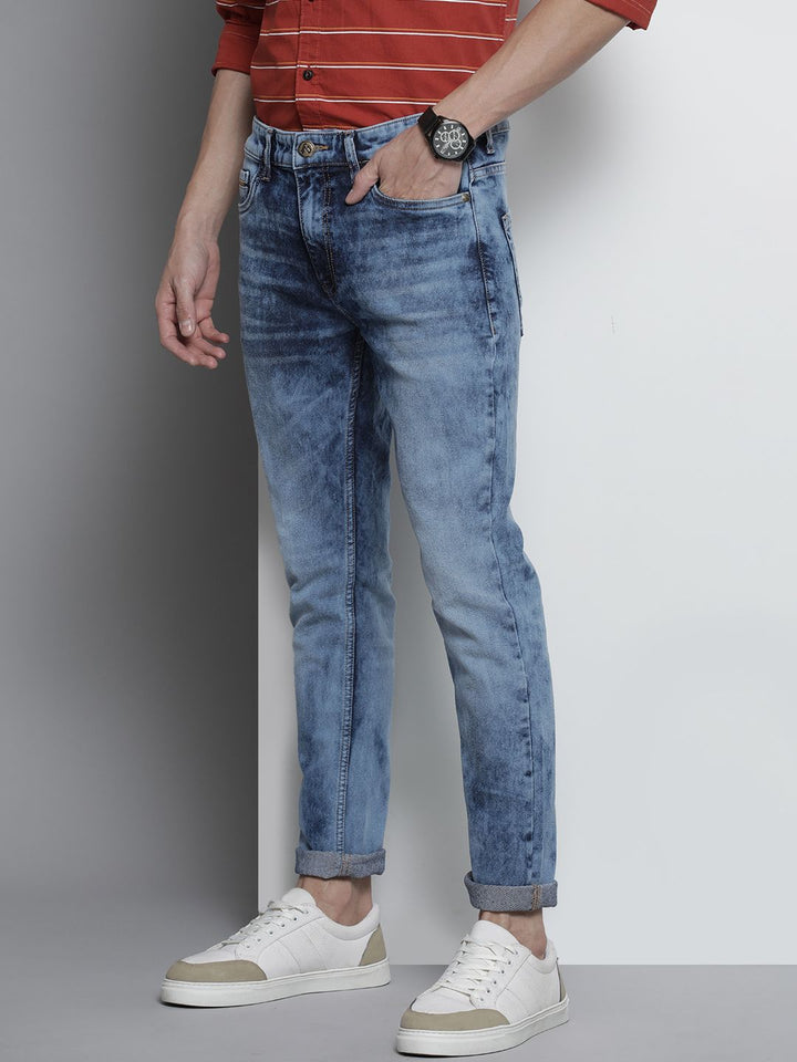 The Indian Garage Co Men Blue Slim Fit Light Fade Stretchable Jeans