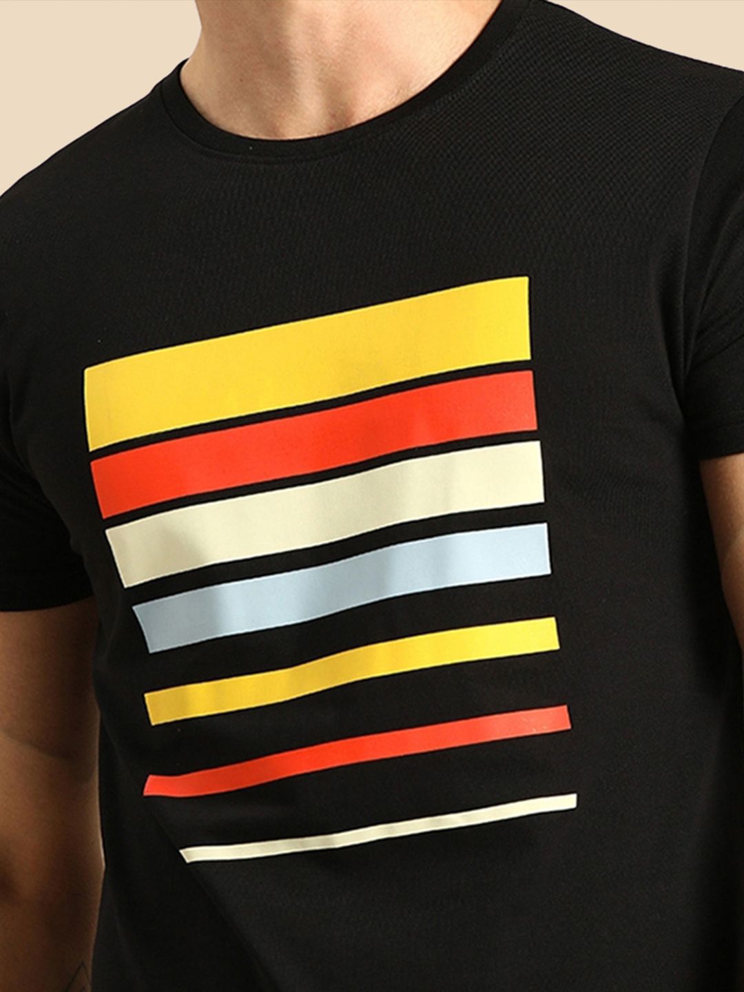 Bewakoof Men Black Printed Round Neck Pure Cotton T-shirt