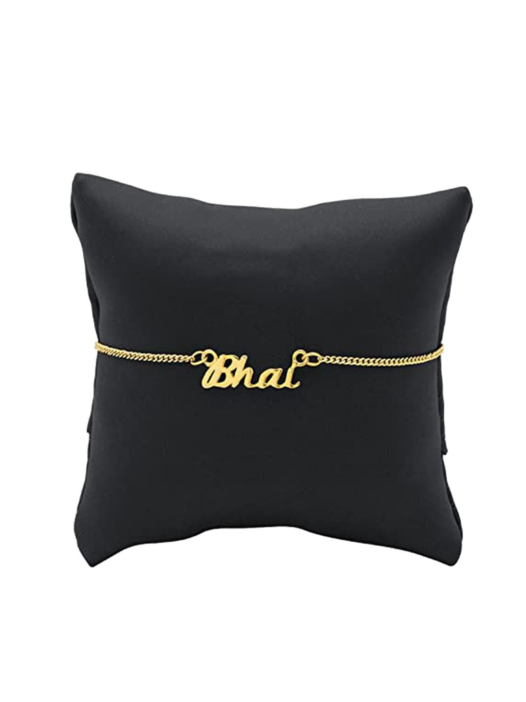 Voylla Gold-Toned Engraved with The Word 'Bhai' Rakhi Bracelet with Roli Chaawal Pack