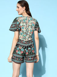 Berrylush Women  Multi-Coloured Printed Belted Detail Jumpsuit