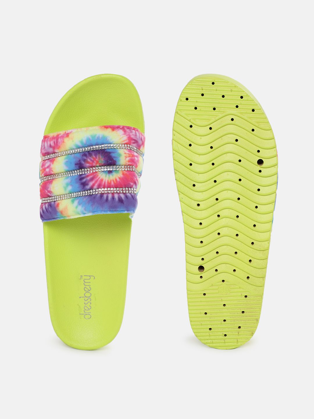DressBerry Women Abstract Printed Stone Embellished Flatform