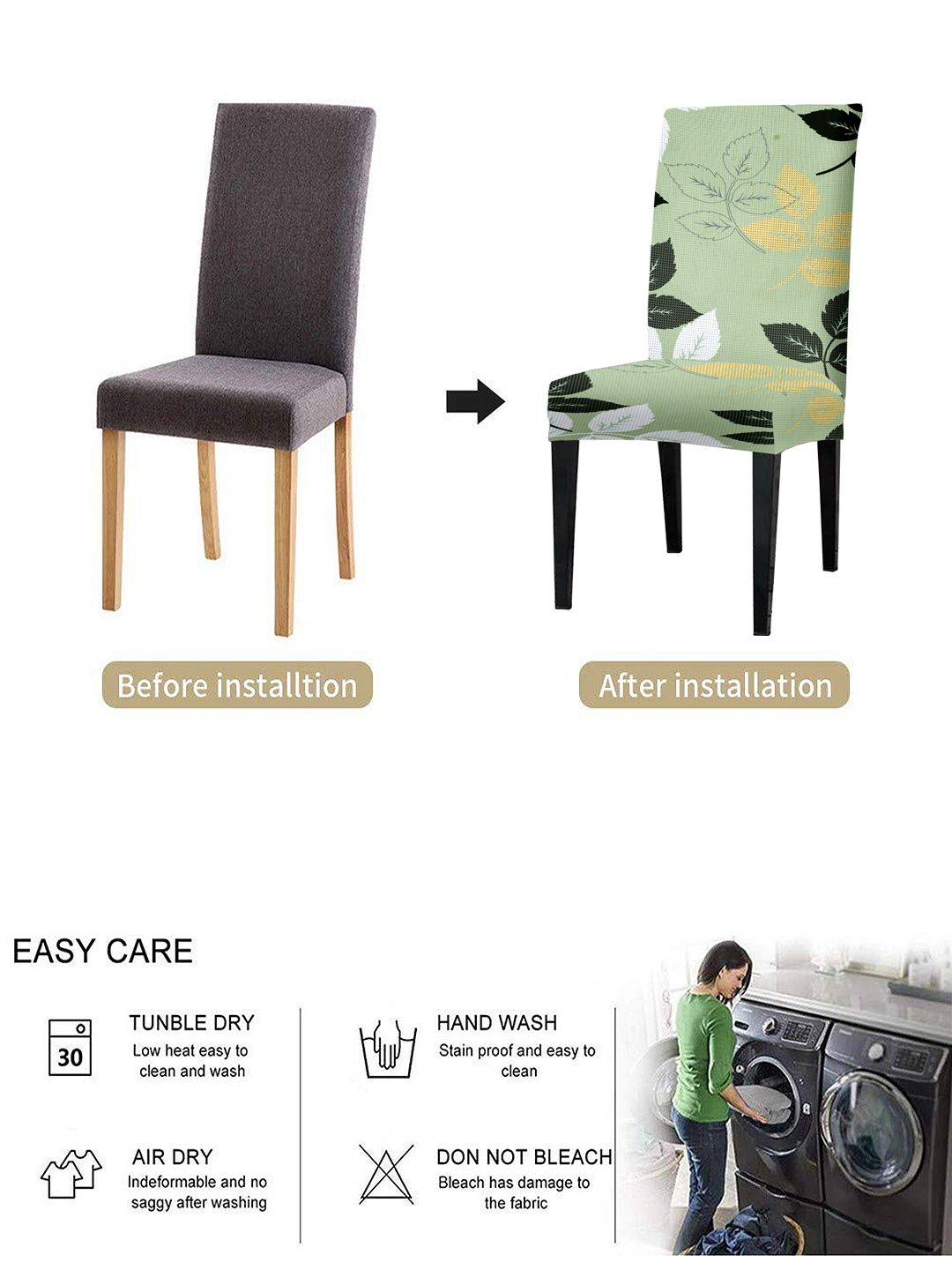 Cortina Green 6 Pieces Floral Printed Dining Chair Covers