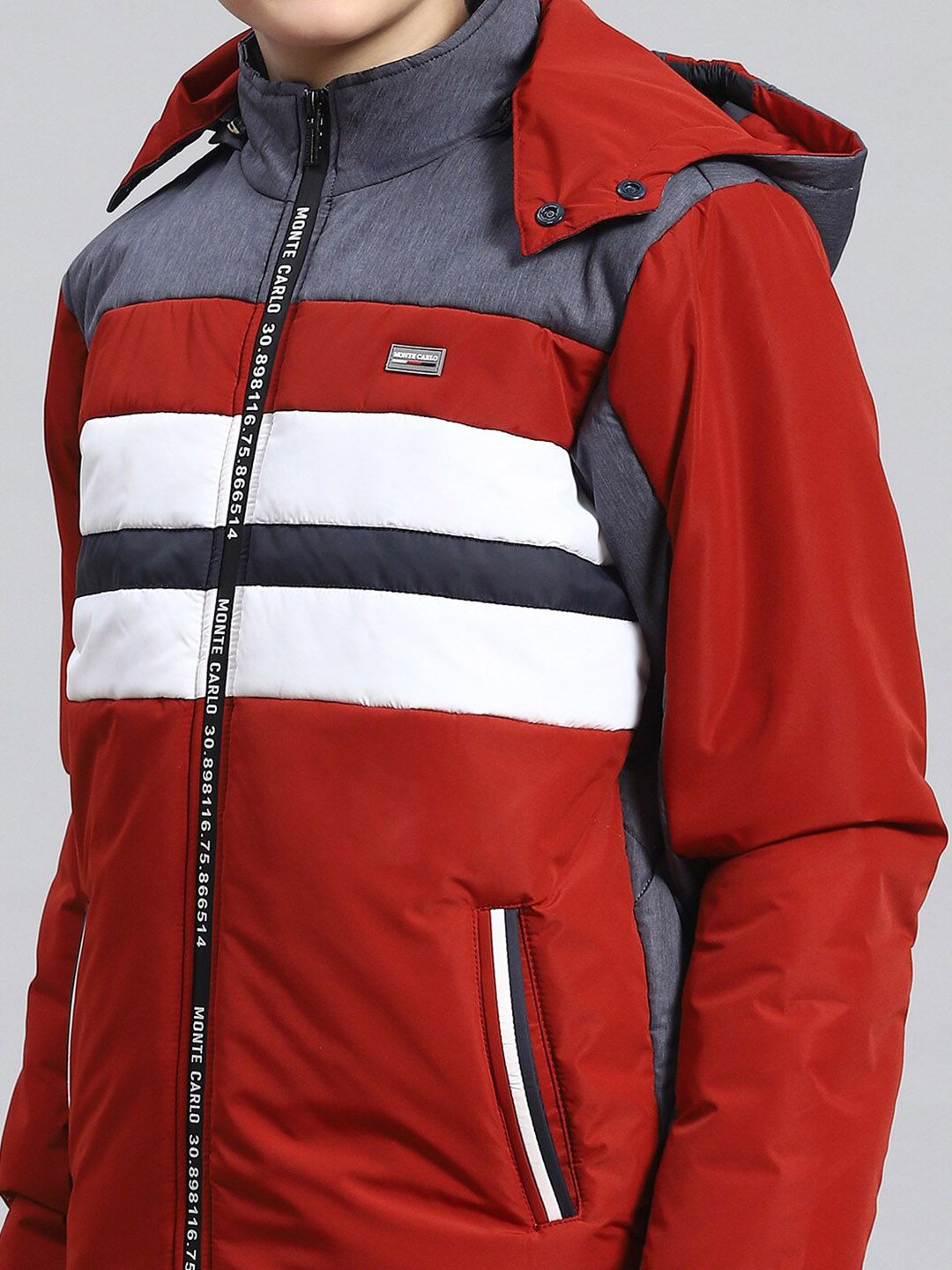 Monte Carlo Boys Lightweight Colourblocked Hooded Padded Jacket