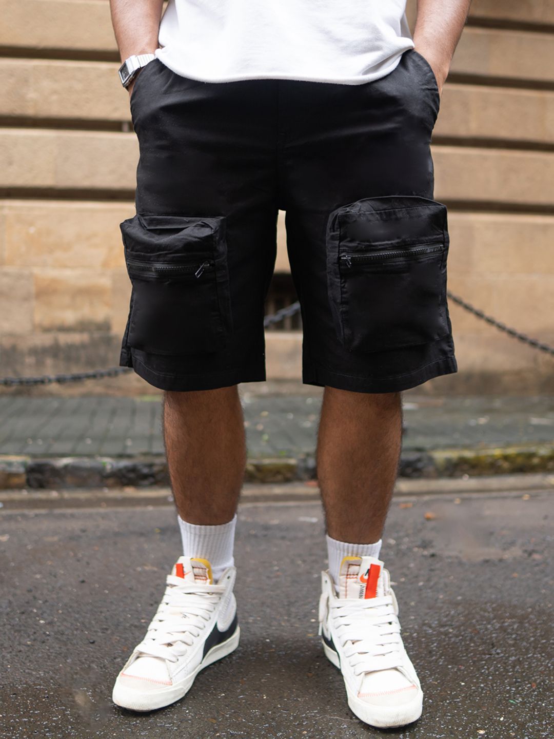 Powerlook Men Cotton Loose Fit Denim Shorts With Pockets