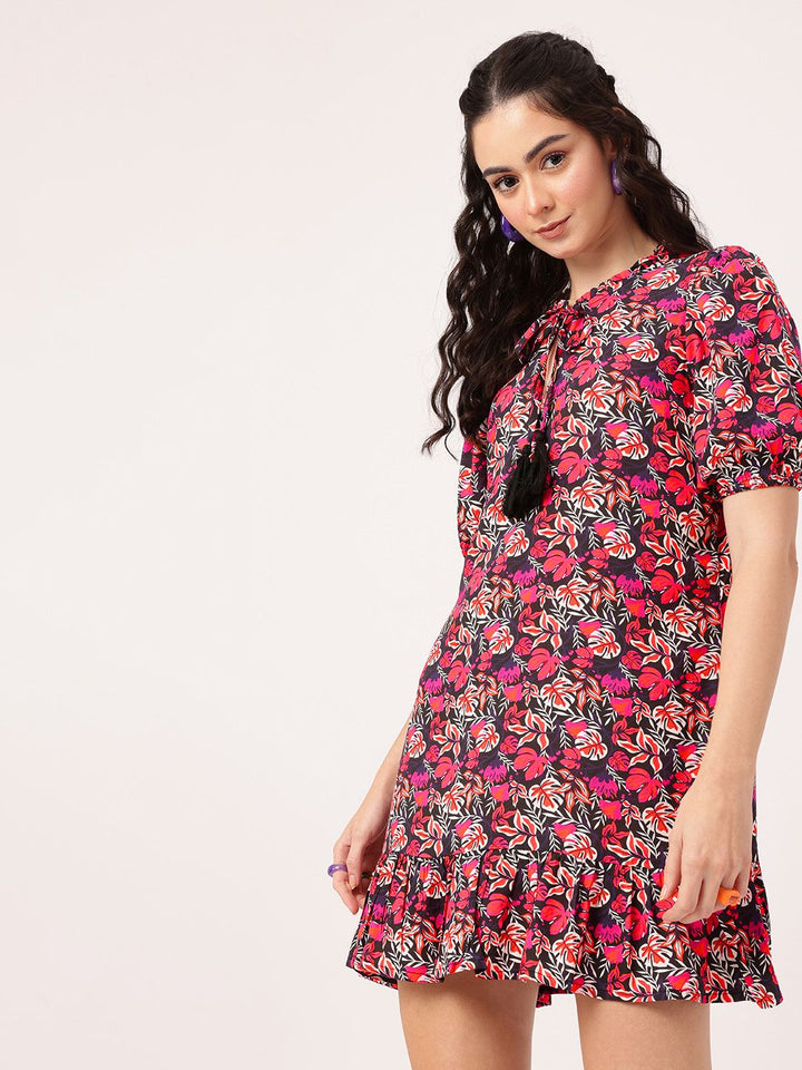DressBerry Playful Tropical Dream Printed A-Line Mini Dress
