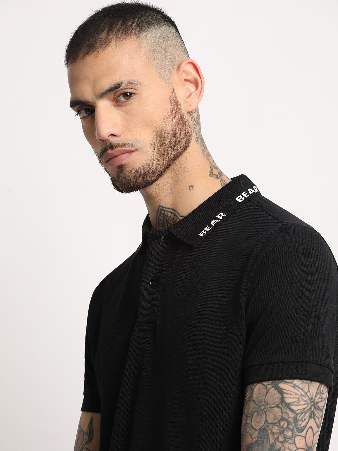 THE BEAR HOUSE Slim Fit Polo Collar Pure Cotton T-shirt