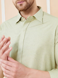 See Designs Shirt Collar Long Sleeves Pure Cotton Pathani Kurta With Pyjamas