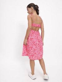 DressBerry Barbiecore Floral Fantasy Strappy Knee Length Dress