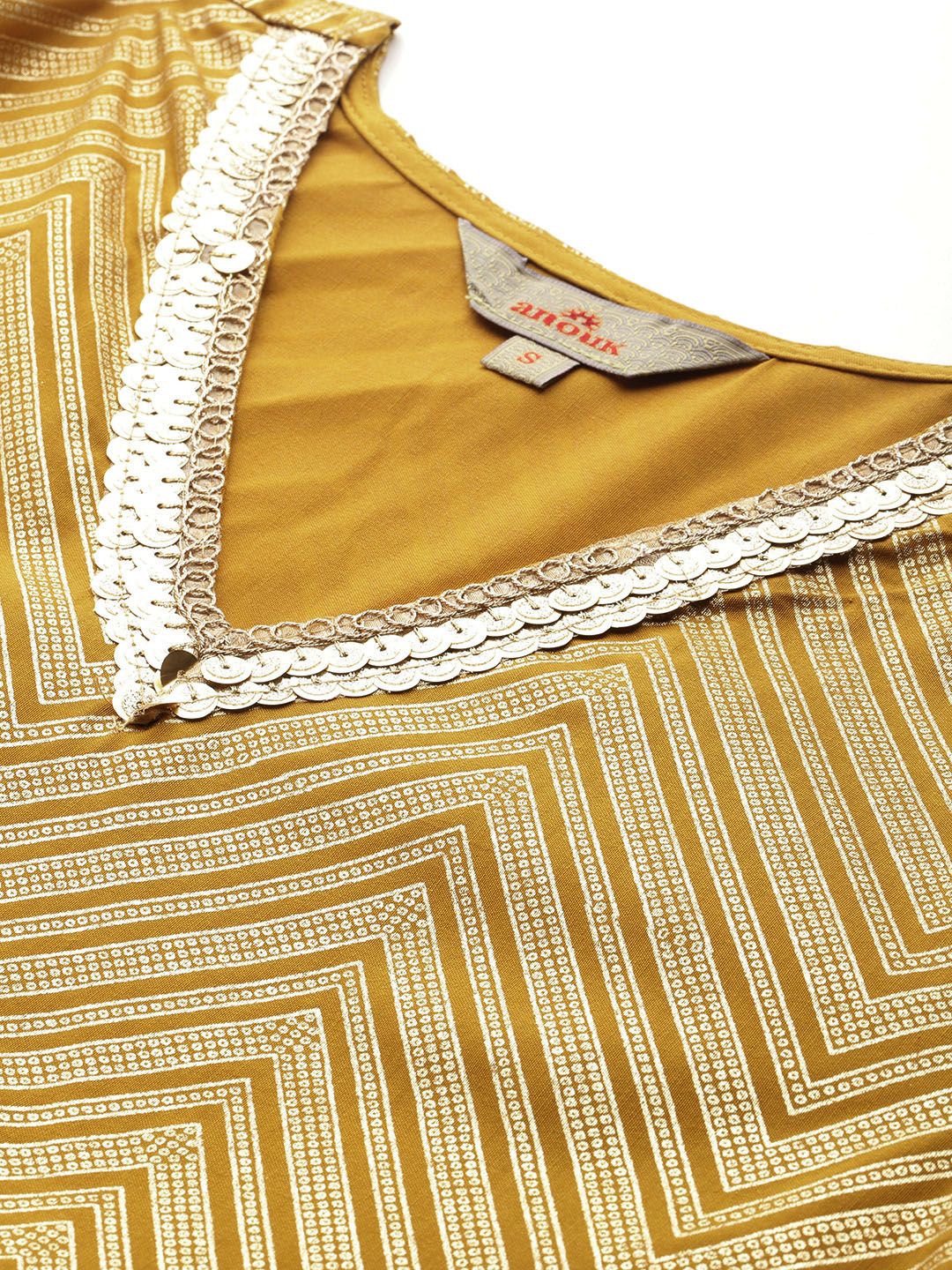 Anouk Printed Panelled Sequinned Kurta with Sharara & Dupatta