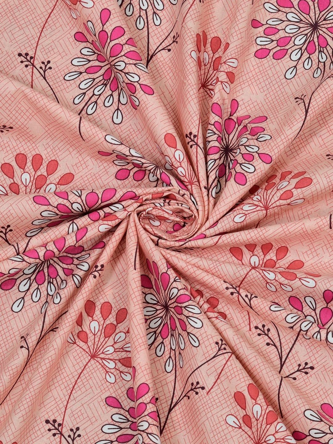 BOMBAY DYEING Red Floral Pure Cotton 120 TC Queen Bedsheet Set 2.24 x 2.54 Mts