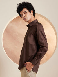 DENNISON Smart Solid Opaque Pure Cotton Satin Shirt