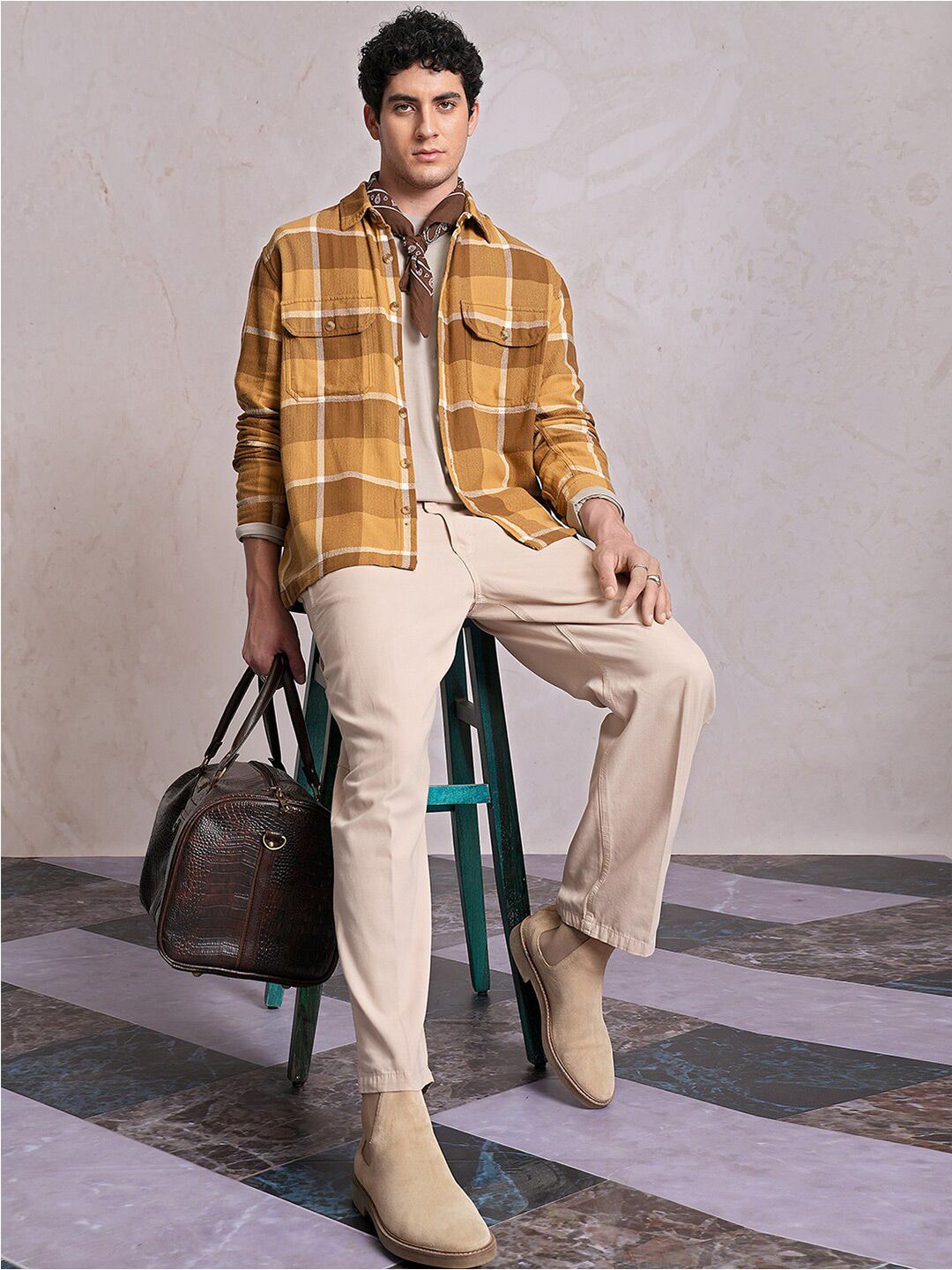 LOCOMOTIVE Premium Dobby Tartan Checked Utility Pocket Overshirt