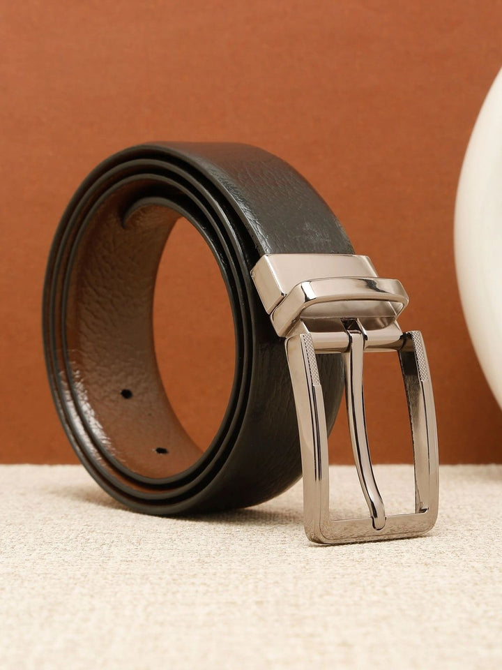 Teakwood Leathers Men Textured Leather Reversible Belt