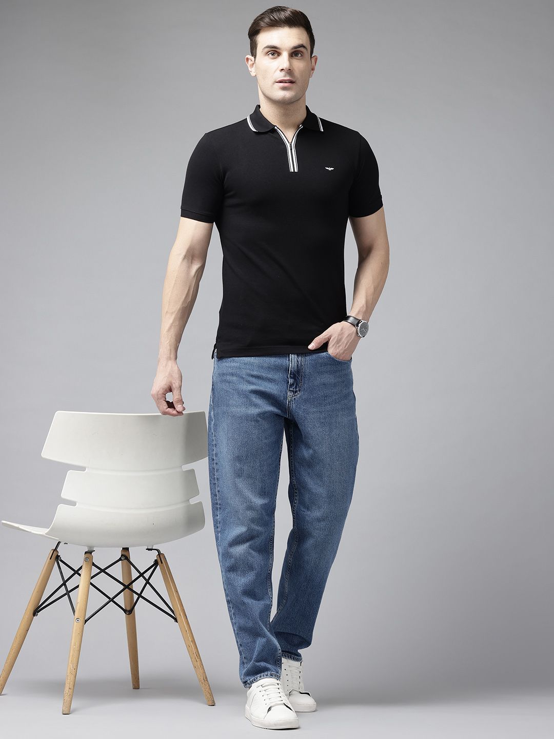 Park Avenue Slim Fit Half Zipper Polo T-shirt