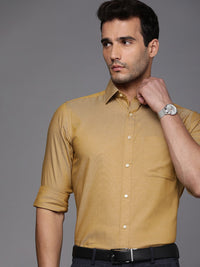 Raymond Men Khaki Solid Slim Fit Pure Cotton Formal Shirt