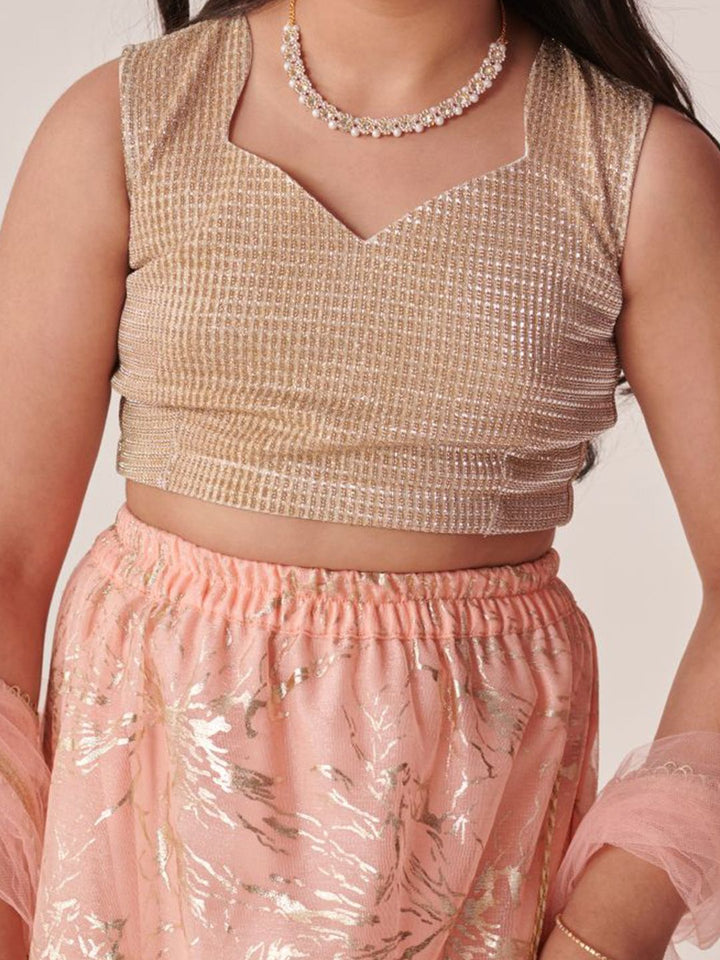 pspeaches Girls Printed Ready to Wear Lehenga & Blouse With Dupatta