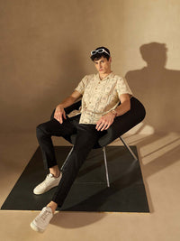 DENNISON Men Black Tapered Fit Cropped Trousers