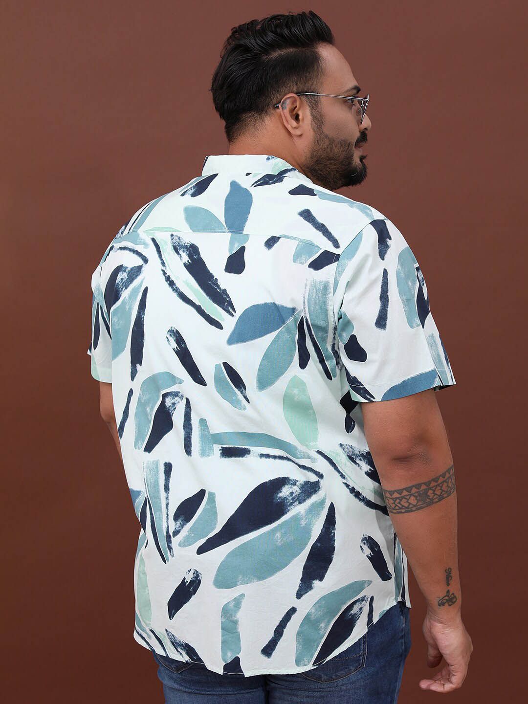 HIGHLANDER Plus Size Abstract Printed Cotton Casual Shirt