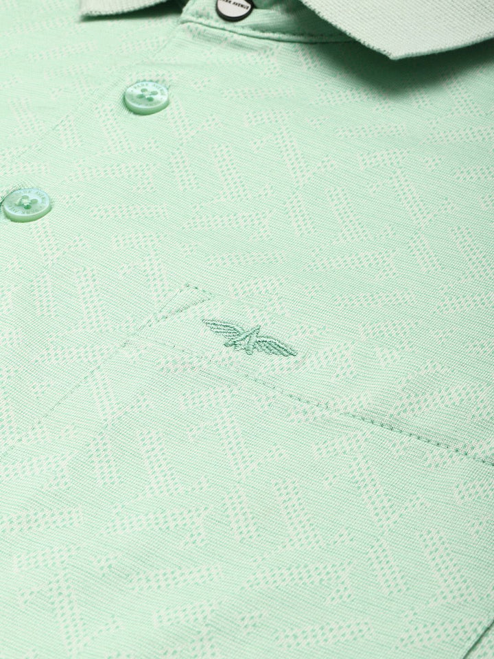 Park Avenue Geometric Printed Polo Collar Pure Cotton Slim Fit T-shirt