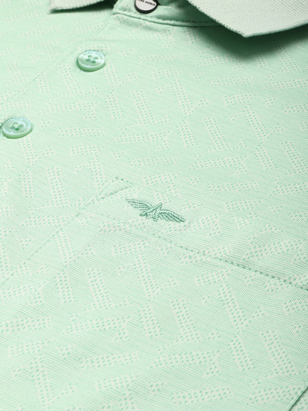 Park Avenue Geometric Printed Polo Collar Pure Cotton Slim Fit T-shirt