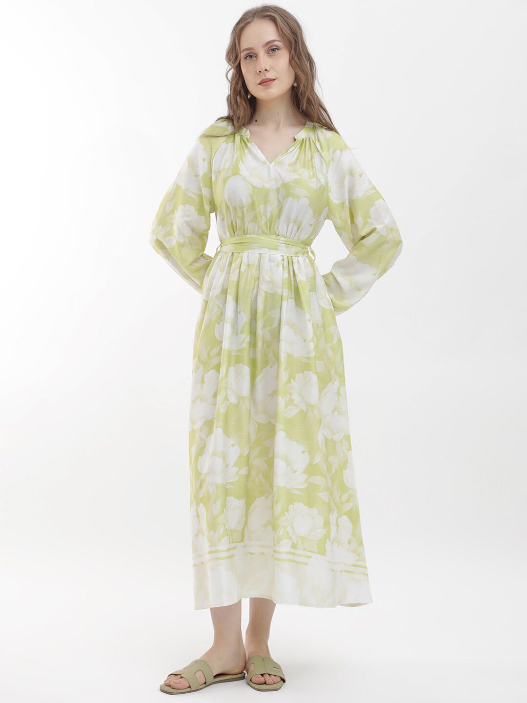 RAREISM Floral Printed Fit & Flare Midi Dress