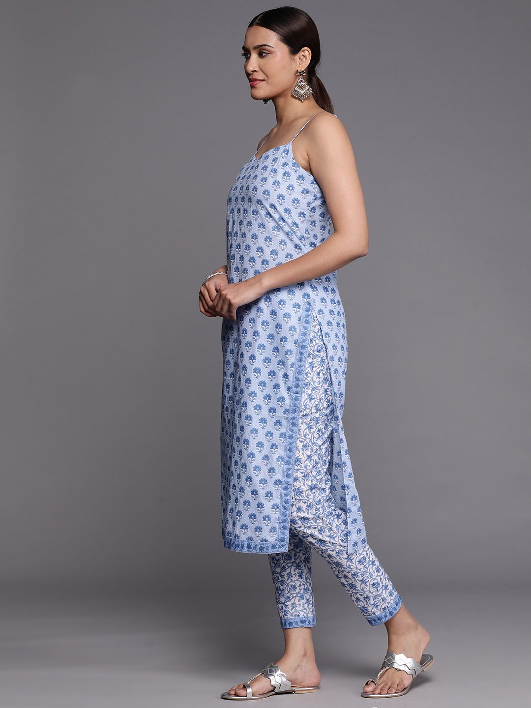 Libas Women Floral Printed Pure Cotton Kurta With Trousers & With Dupatta