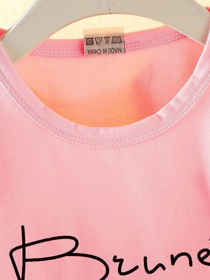 YK Girls Printed Round Neck Short Sleeves Pure Cotton Top With Skirt