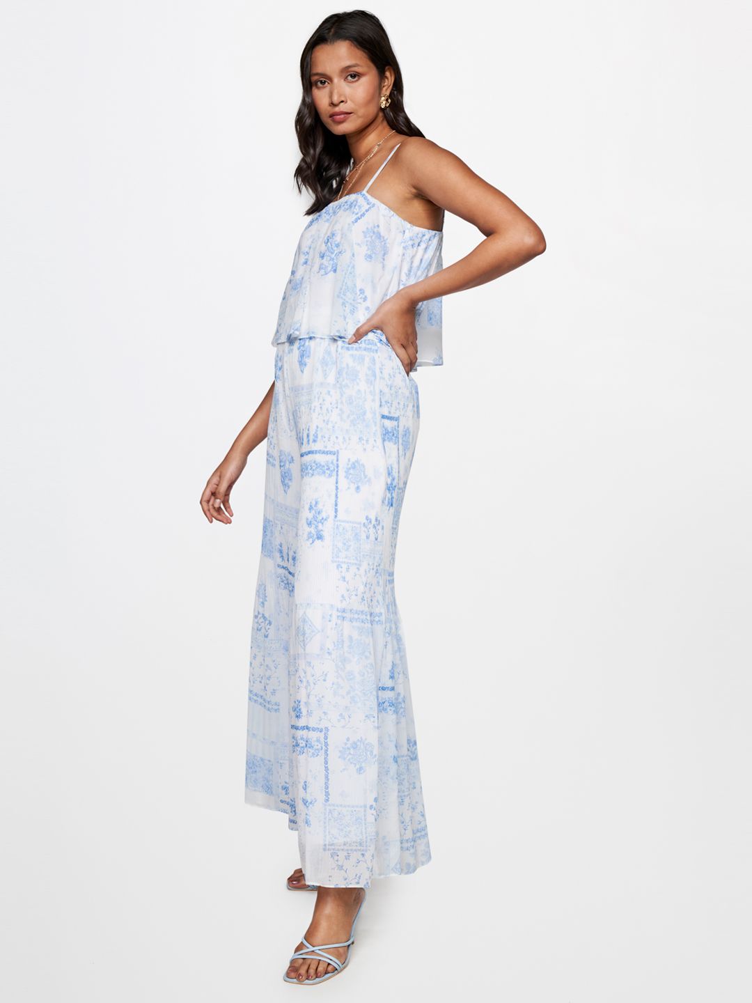 AND Printed Shoulder Straps Basic Jumpsuit
