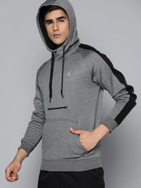 HRX by Hrithik Roshan Men Charcoal Grey Solid Hooded Zip Detail Rapid-Dry Sweatshirt