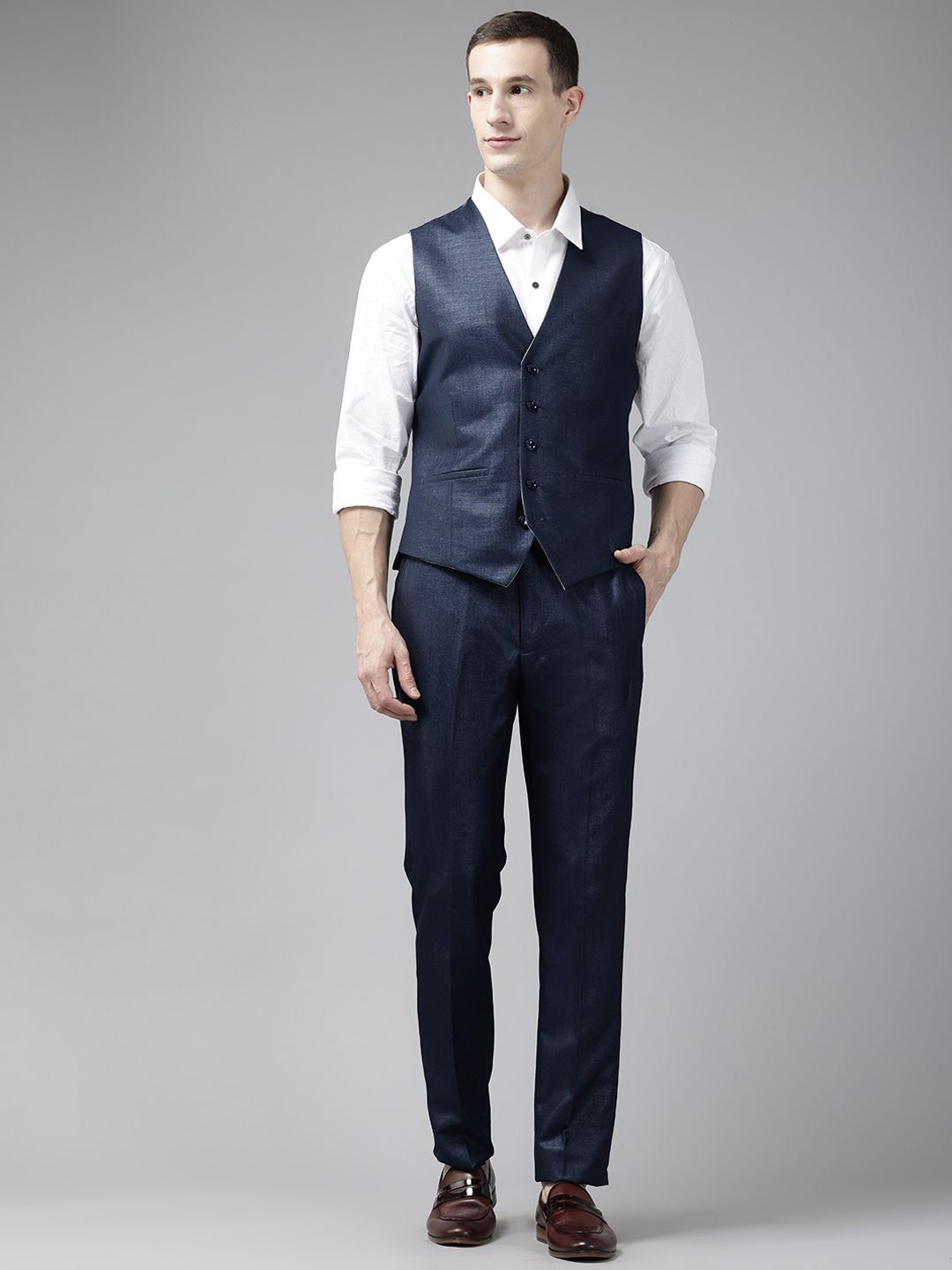 Park Avenue Notched Lapel Collar Super Slim Fit 3 Piece Formal Suit