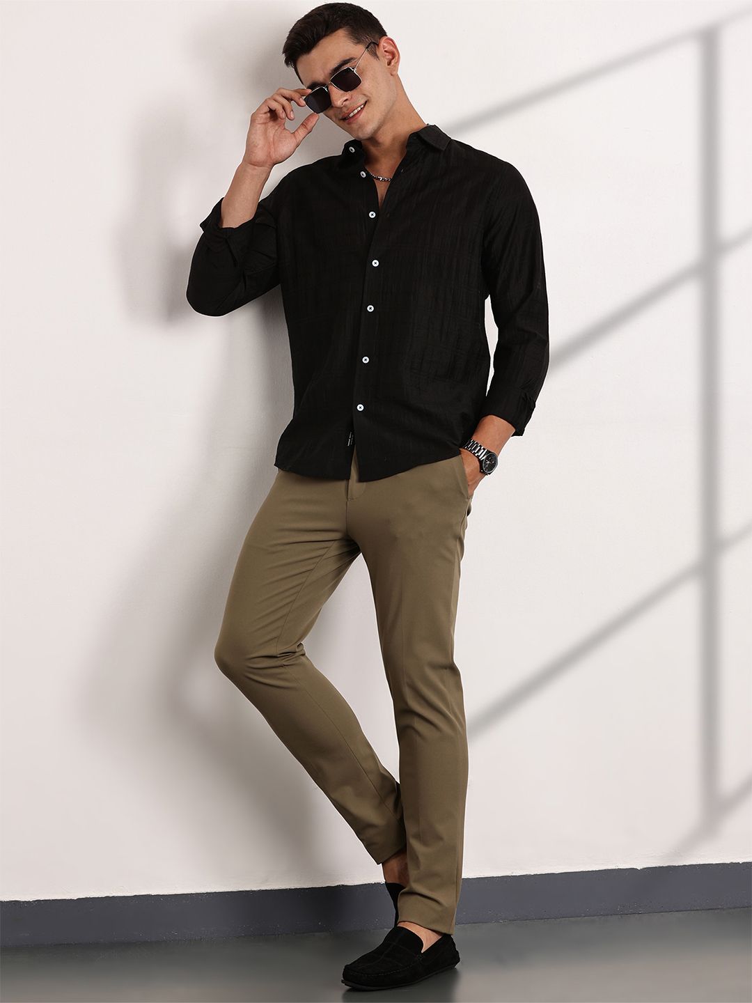 Thomas Scott Men Classic Slim Fit Opaque Casual Shirt