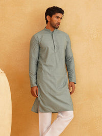 SOJANYA Men Sea Green Striped Kurta