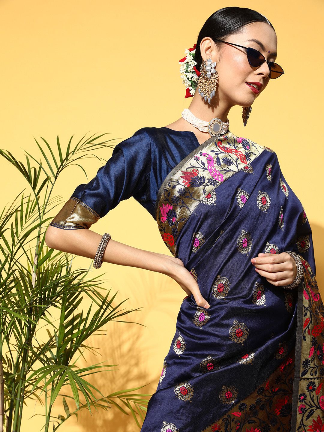 Saree mall Ethnic Motifs Saree With Woven Design Border