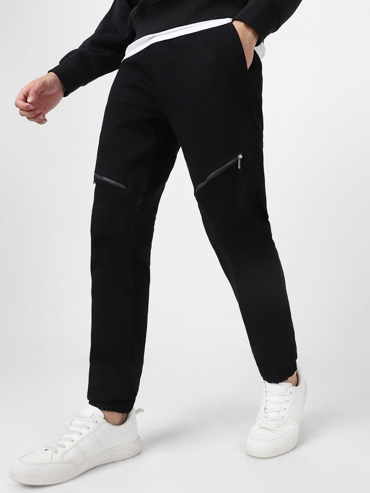 Urbano Fashion Men Black Mid-Rise Stretchable Jogger Jeans