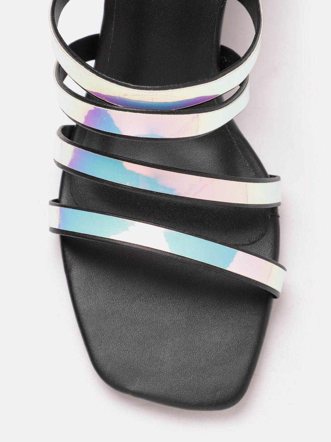 DressBerry Women Block Heel Sandals With Iridescent Effect