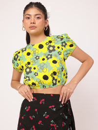 DressBerry Flower Child Essentials Print Crop Blouson Top
