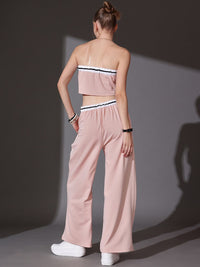 STREET 9 Solid Off Shoulder Crop Top & Trousers Co-Ord Set