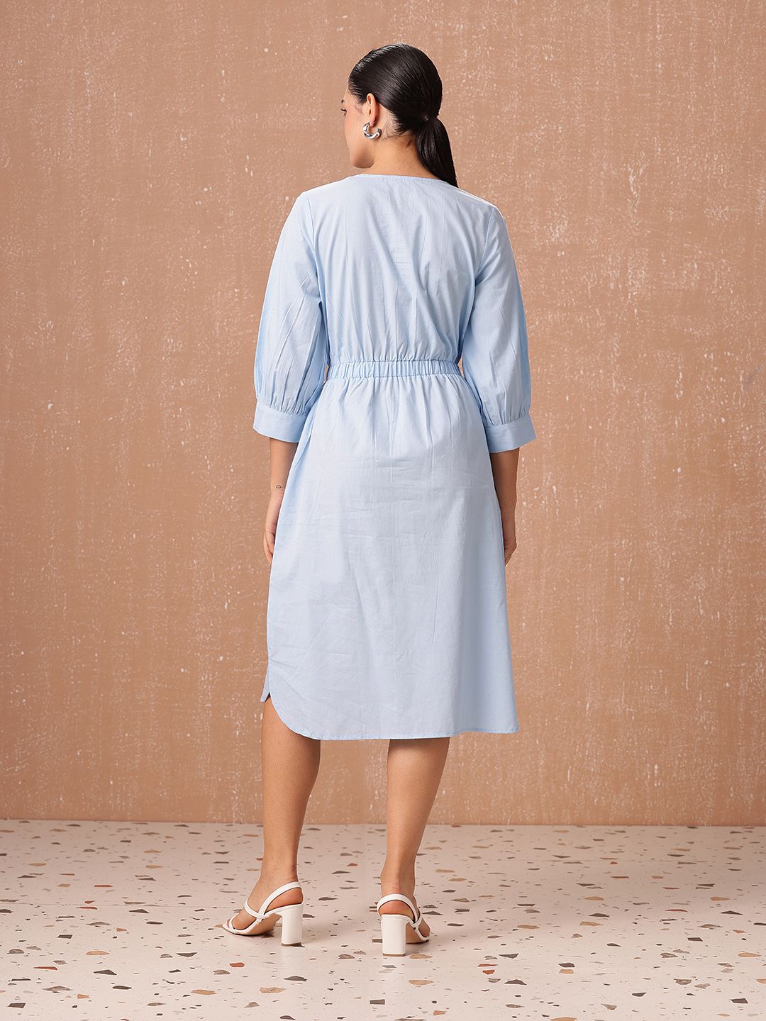 all about you A-Line Cinched Waist Pure Cotton Midi Dress