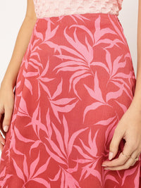 DressBerry Kawaii Floral Print Side Slit A-Line Skirt